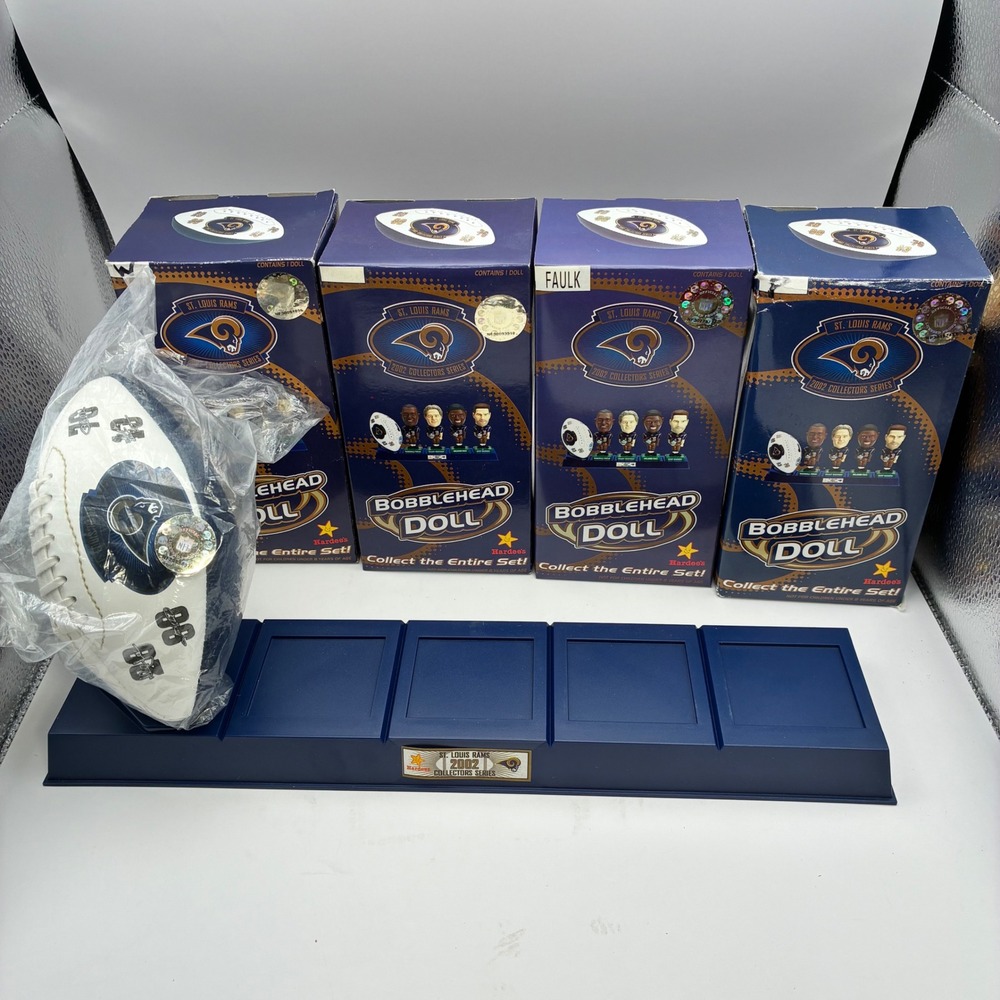St Louis Rams 2002 Hardees Bobblehead Set Faulk Warner Pace Wistrom with Base